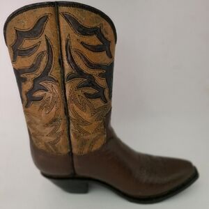 Western Resin Cowboy Boot Decoration Equine Open Top Brown Detailed